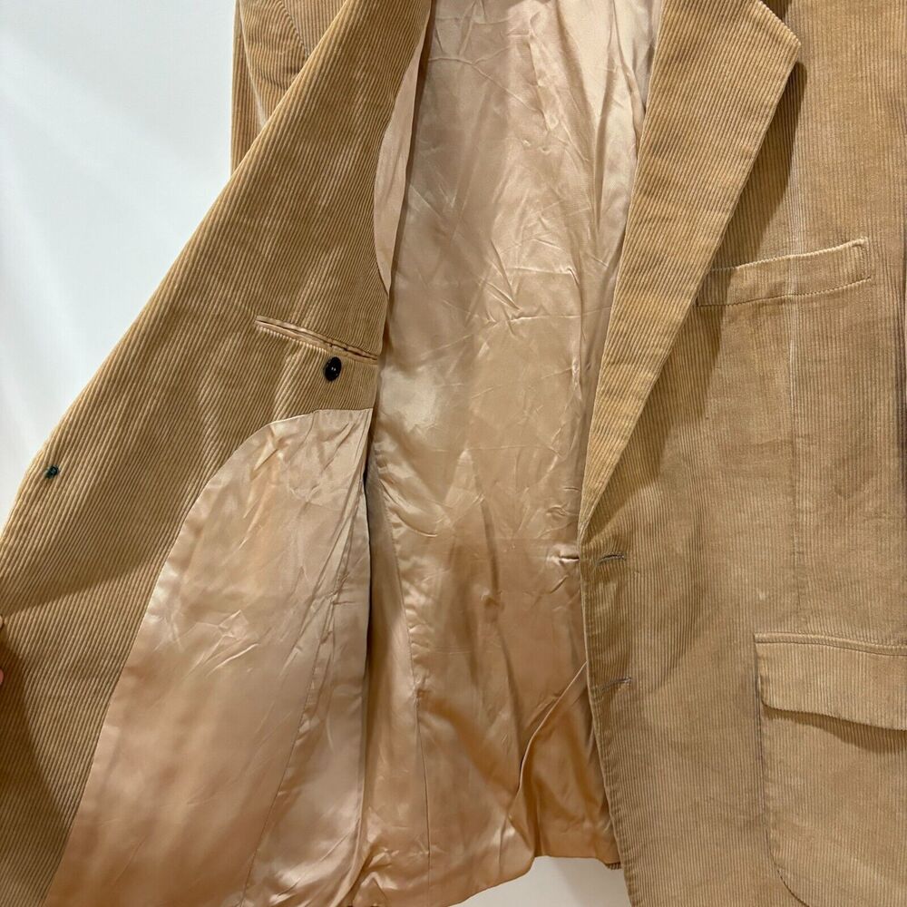 VTG Joe Namath Corduroy Blazer Men 42R 2-Button Camel Tan Classic Retro Academia - Picture 5 of 14